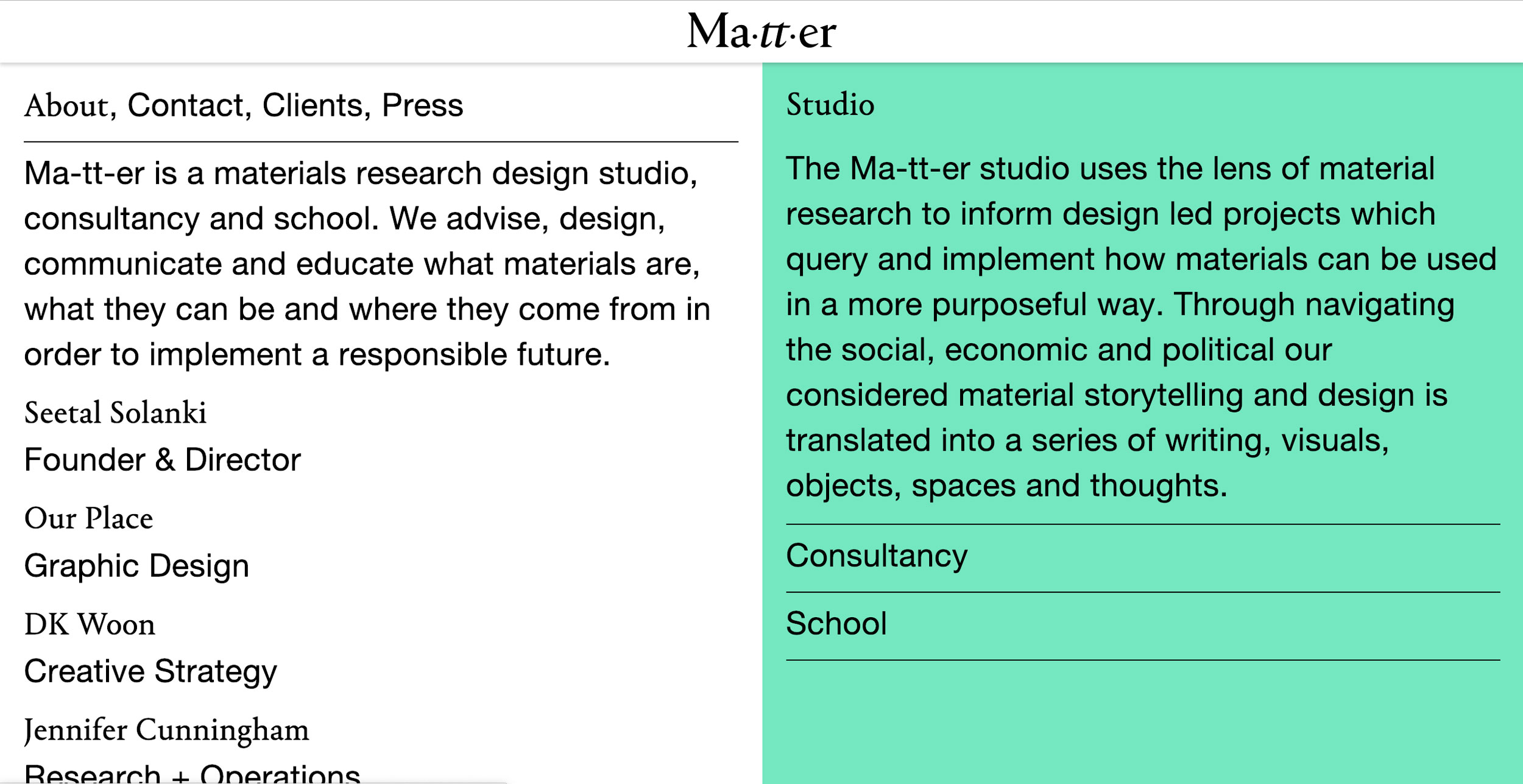 Ma-tt-er - Ma-tt-er Launches new Website